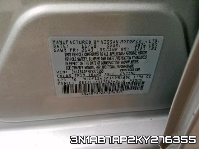 3N1AB7AP2KY276355 фото 2