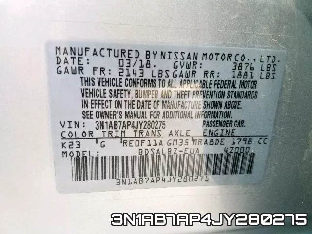 3N1AB7AP4JY280275 фото 2