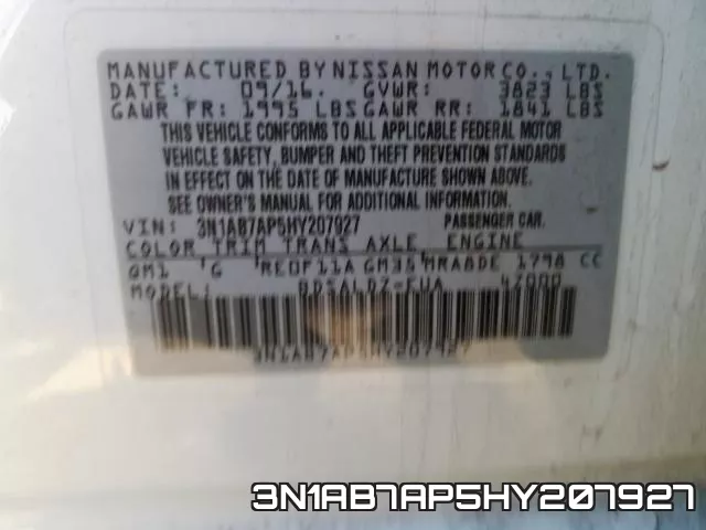 3N1AB7AP5HY207927 фото 2