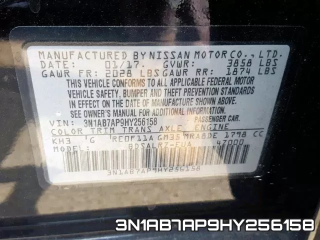 3N1AB7AP9HY256158 фото 2