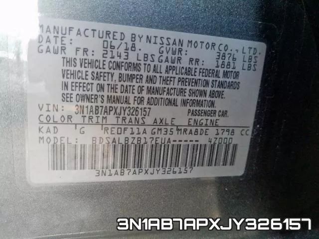 3N1AB7APXJY326157 фото 2