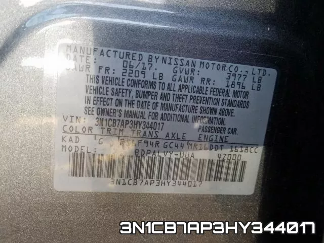 3N1CB7AP3HY344017 фото 2