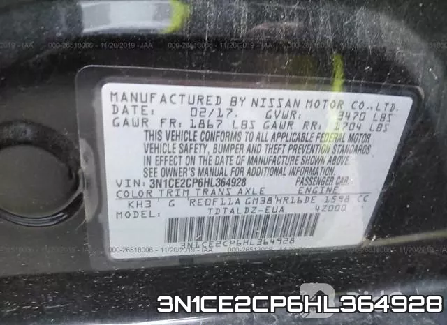 3N1CE2CP6HL364928 фото 9
