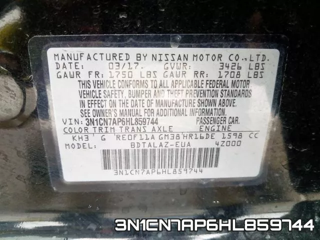 3N1CN7AP6HL859744 фото 2