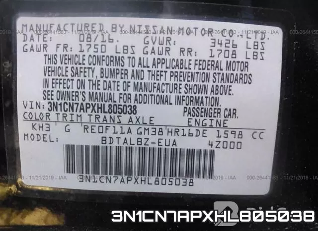 3N1CN7APXHL805038 фото 9