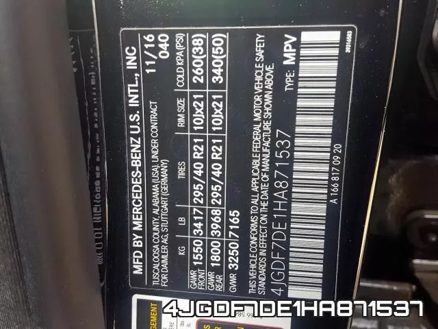 4JGDF7DE1HA871537 фото 2