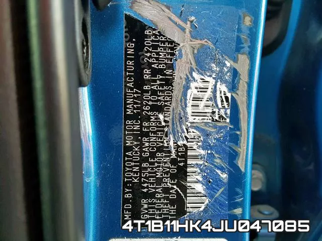 4T1B11HK4JU047085 фото 2