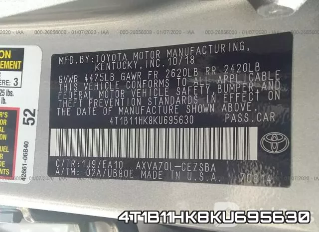 4T1B11HK8KU695630 фото 8