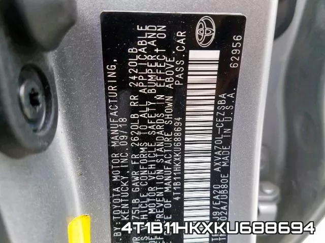 4T1B11HKXKU688694 фото 2