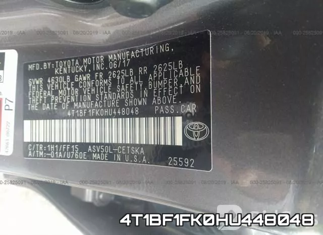 4T1BF1FK0HU448048 фото 10