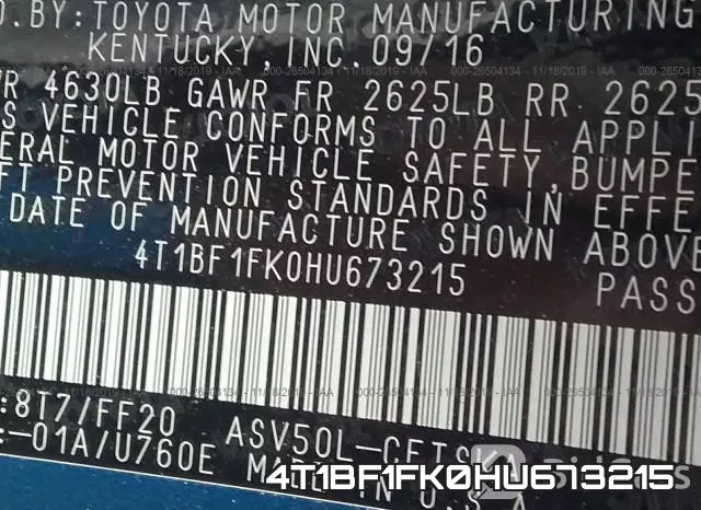 4T1BF1FK0HU673215 фото 9