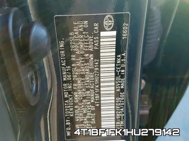 4T1BF1FK1HU279142 фото 2