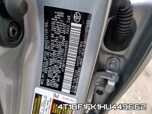4T1BF1FK1HU449662 фото 2