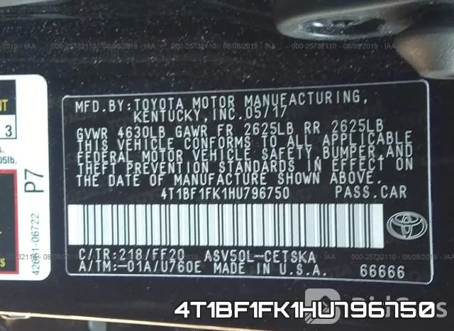 4T1BF1FK1HU796750 фото 10