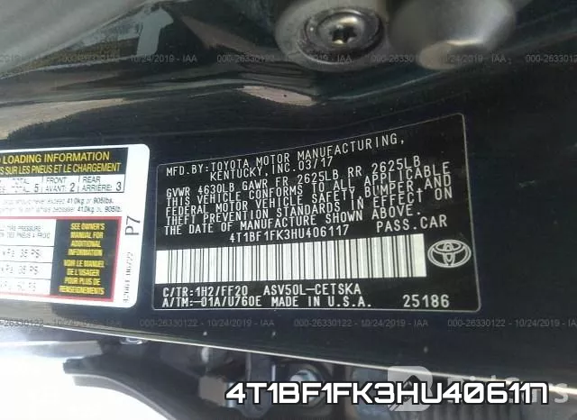 4T1BF1FK3HU406117 фото 10