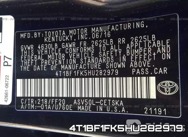 4T1BF1FK5HU282979 фото 10