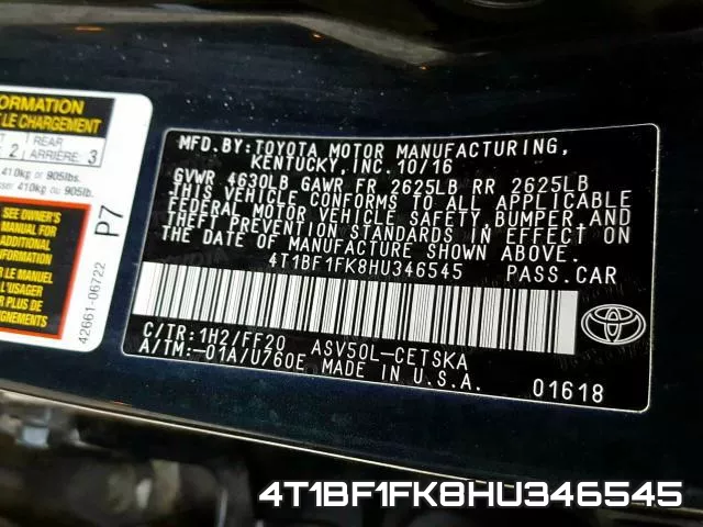 4T1BF1FK8HU346545 фото 2