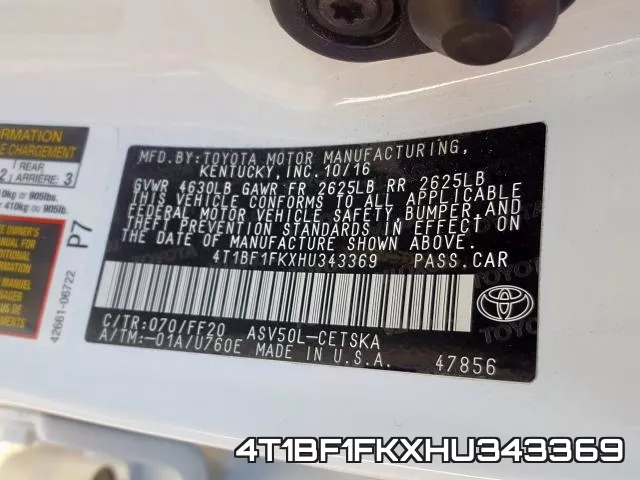 4T1BF1FKXHU343369 фото 2