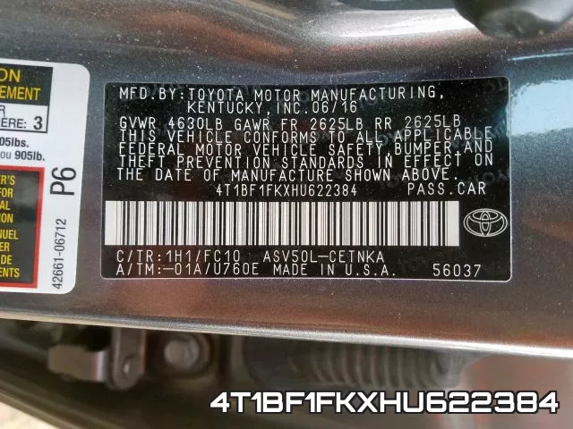 4T1BF1FKXHU622384 фото 2