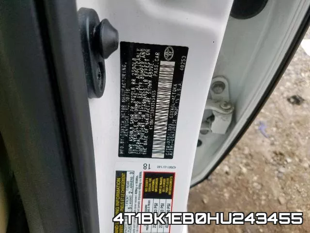 4T1BK1EB0HU243455 фото 2