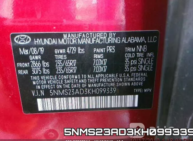 5NMS23AD3KH099339 фото 7