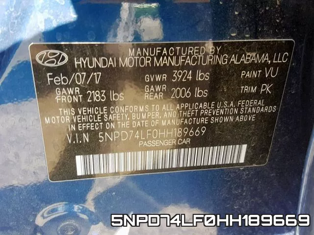 5NPD74LF0HH189669 фото 2