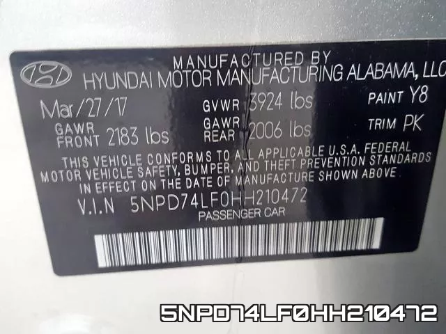 5NPD74LF0HH210472 фото 2
