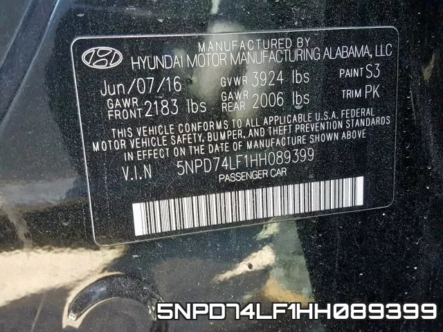 5NPD74LF1HH089399 фото 2