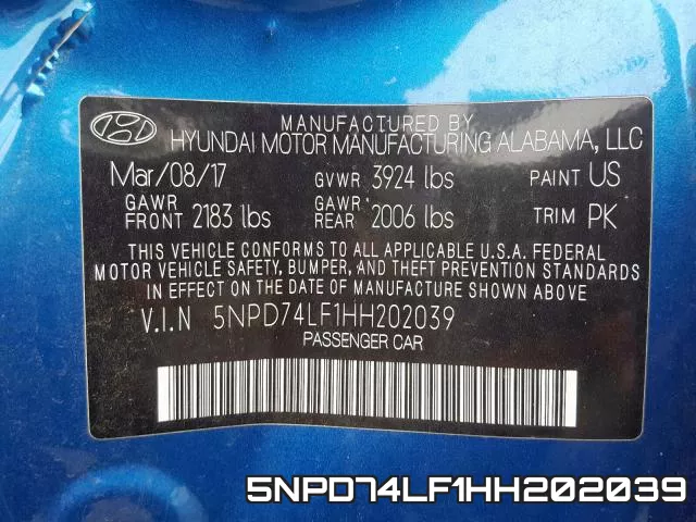 5NPD74LF1HH202039 фото 2