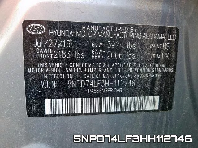 5NPD74LF3HH112746 фото 2