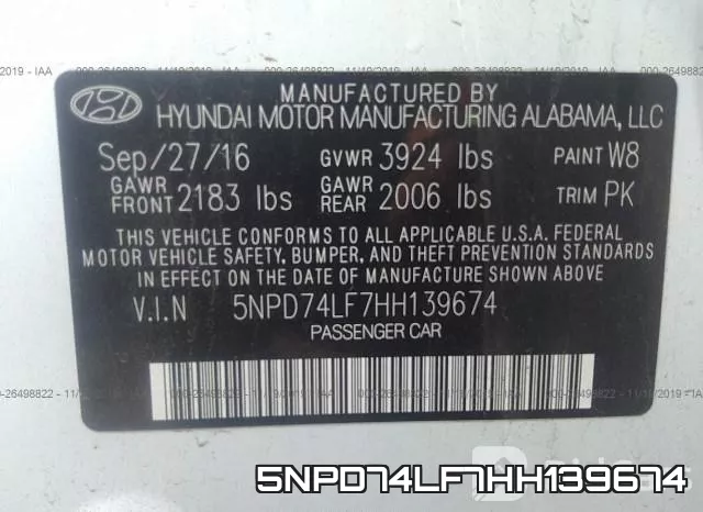 5NPD74LF7HH139674 фото 10
