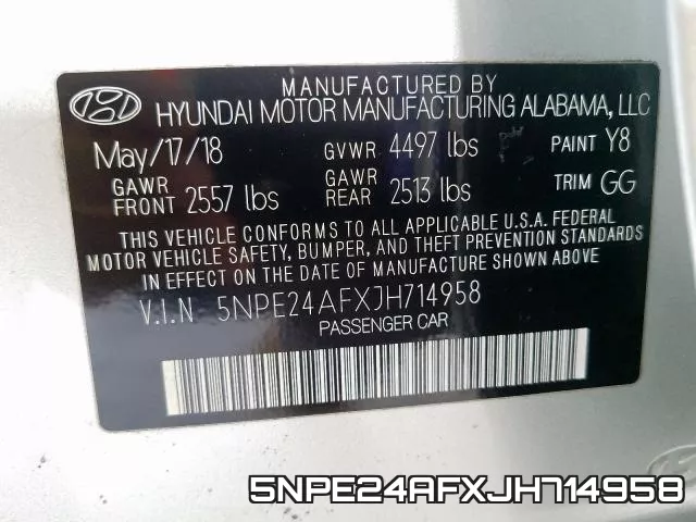 5NPE24AFXJH714958 фото 2