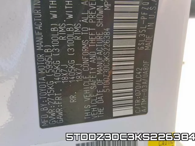 5TDDZ3DC3KS226384 фото 2