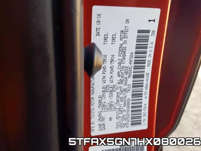5TFAX5GN7HX080026 фото 2