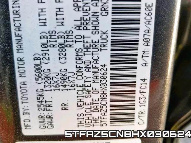5TFAZ5CN8HX030624 фото 2