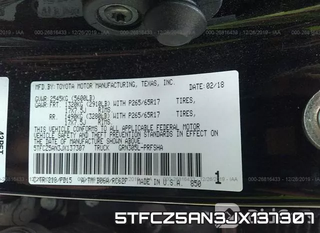 5TFCZ5AN3JX137307 фото 10