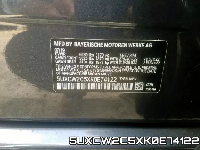 5UXCW2C5XK0E74122 фото 2