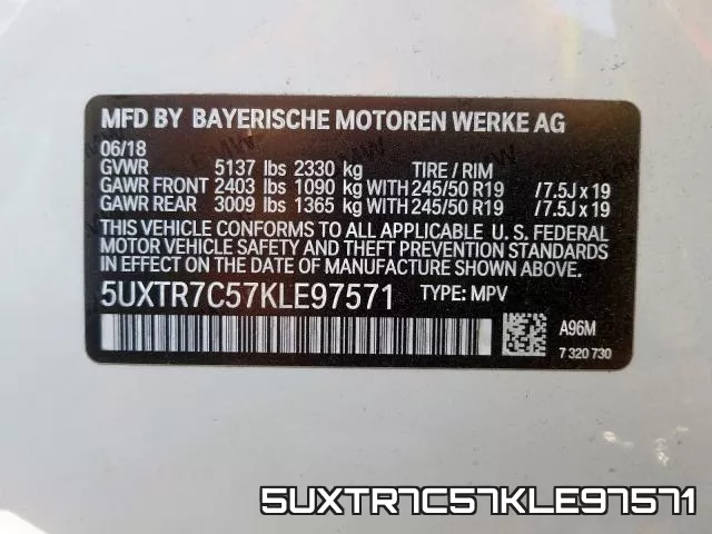5UXTR7C57KLE97571 фото 2
