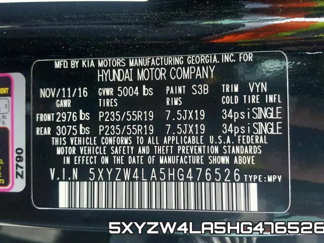 5XYZW4LA5HG476526 фото 2
