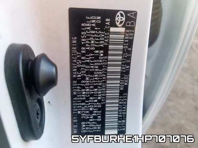 5YFBURHE1HP707076 фото 2