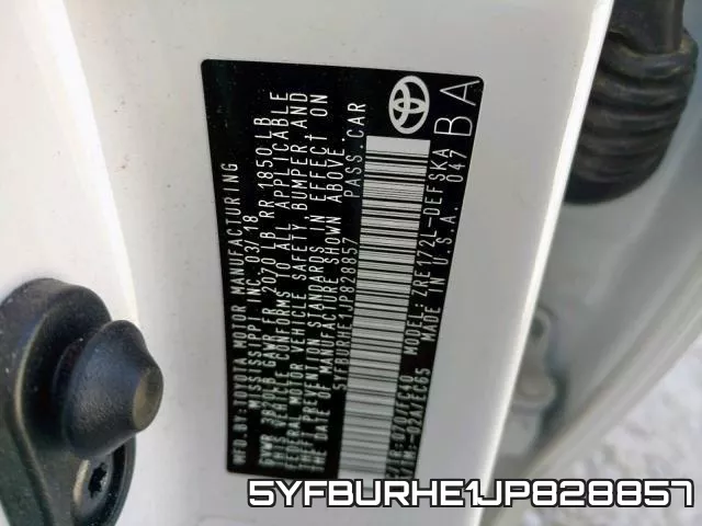 5YFBURHE1JP828857 фото 2