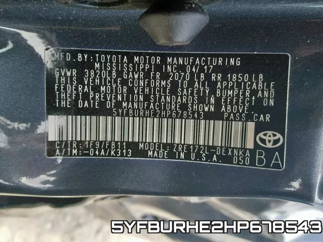 5YFBURHE2HP678543 фото 2