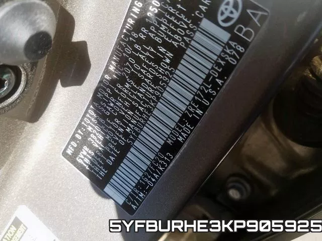 5YFBURHE3KP905925 фото 2