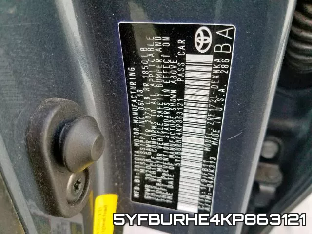 5YFBURHE4KP863121 фото 2