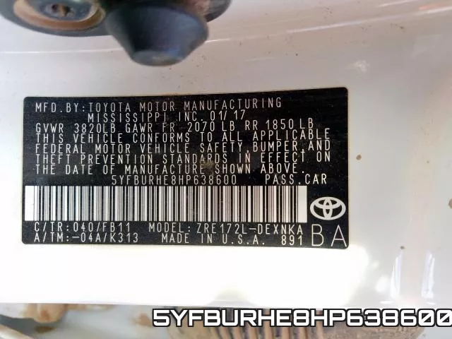 5YFBURHE8HP638600 фото 2