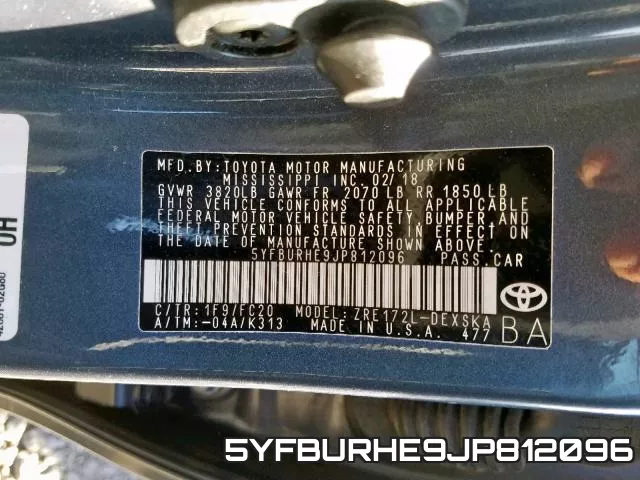 5YFBURHE9JP812096 фото 2