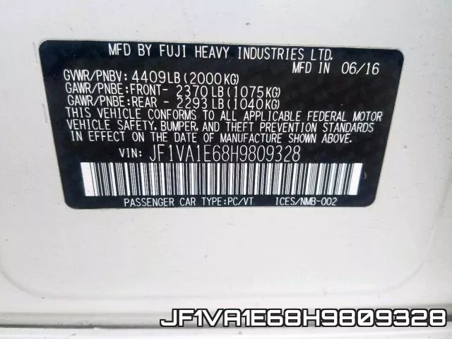 JF1VA1E68H9809328 фото 2