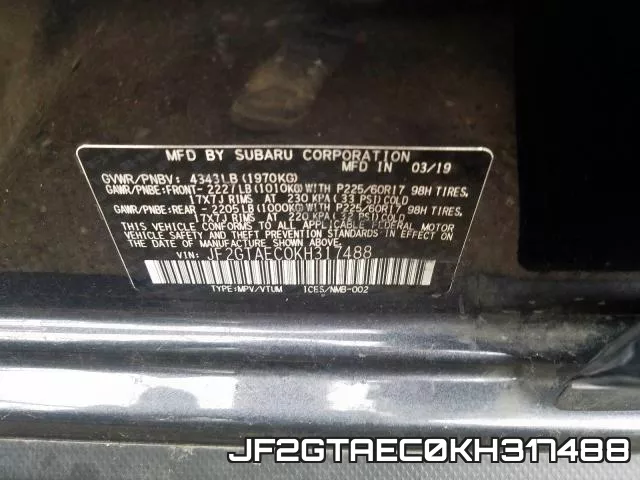 JF2GTAEC0KH317488 фото 2