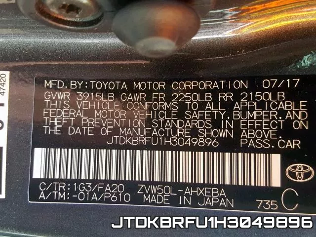 JTDKBRFU1H3049896 фото 2
