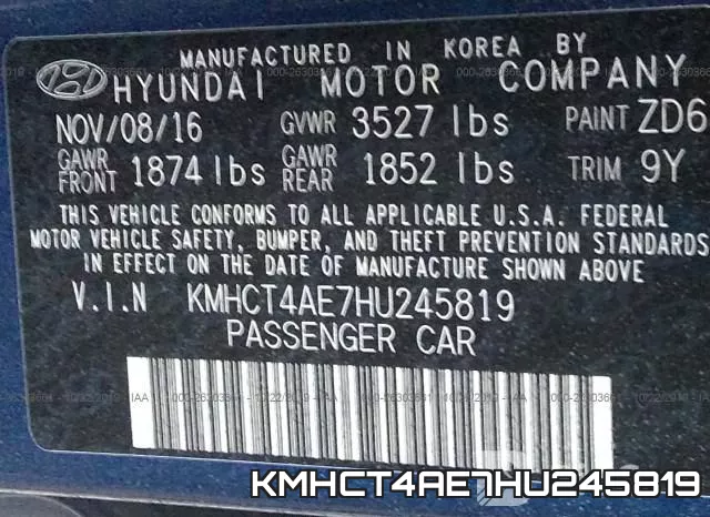 KMHCT4AE7HU245819 фото 9